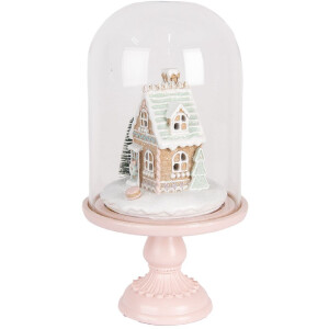 Clayre & Eef 6GL5191 Campana de Cristal con Decoración LED Rosa 17x30 cm