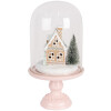 Clayre & Eef 6GL5191 Campana de Cristal con Decoración LED Rosa 17x30 cm