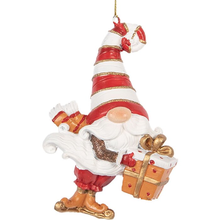 Clayre & Eef 6PR5301 Adorno Navideño Papá Noel Rojo y Blanco 8x4x10 cm