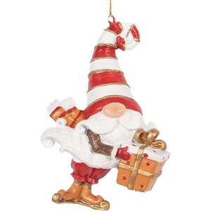 Clayre & Eef 6PR5301 Adorno Navideño Papá Noel Rojo y Blanco 8x4x10 cm