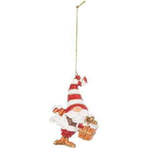 Clayre & Eef 6PR5301 Adorno Navideño Papá Noel Rojo y Blanco 8x4x10 cm
