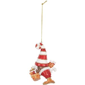 Clayre & Eef 6PR5301 Adorno Navideño Papá Noel Rojo y Blanco 8x4x10 cm