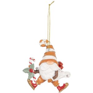 Clayre & Eef 6PR5302 Adorno de Navidad Papá Noel 8x4x10 cm Naranja y Blanco