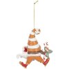 Clayre & Eef 6PR5302 Adorno de Navidad Papá Noel 8x4x10 cm Naranja y Blanco