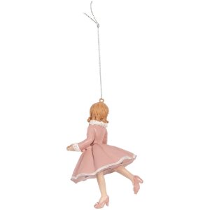 Adorno de Bola Bailarina Clayre & Eef 6PR5303 Rosa Beige 7x7x11 cm