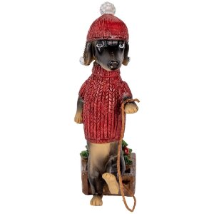 Decoración Perro Teckel Clayre & Eef 6PR5305 8x4x13 cm Marrón Rojo