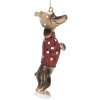 Clayre & Eef 6PR5306 Adorno Colgante Perro 4x3x10 cm Marrón Rojo