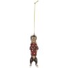 Clayre & Eef 6PR5306 Adorno Colgante Perro 4x3x10 cm Marrón Rojo
