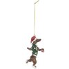 Clayre & Eef 6PR5307 Colgante decorativo Perro Marrón y Verde 6x3x10 cm