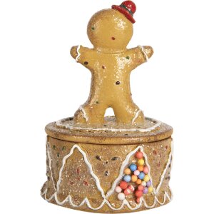 Caja decorativa Clayre & Eef 6PR5650 con Hombre de Jengibre Marrón Ø 7x11 cm