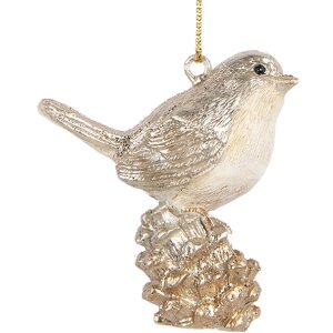 Adorno Colgante Pájaro Clayre & Eef 6PR5660 6x3x6 cm Beige-dorado