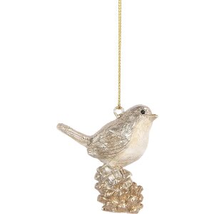 Adorno Colgante Pájaro Clayre & Eef 6PR5660 6x3x6 cm Beige-dorado