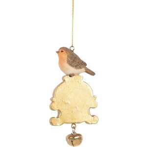 Clayre & Eef 6PR5664 Adorno colgante pájaro 6x3x11 cm Marrón