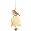 Clayre & Eef 6PR5664 Adorno colgante pájaro 6x3x11 cm Marrón