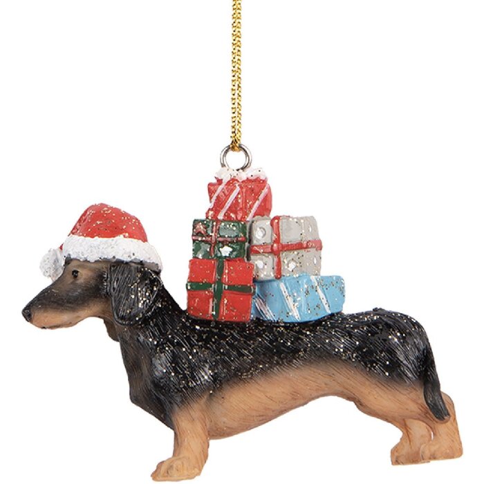 Clayre & Eef 6PR5667 Adorno Colgante Perro 7x2x6 cm Marrón y Negro