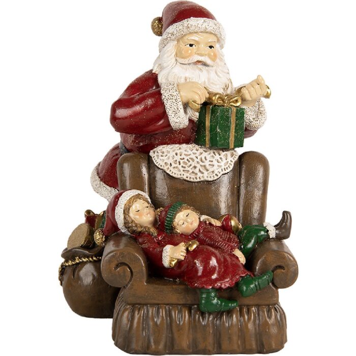 Decoración Papá Noel con Niños Clayre & Eef 6PR5668 17x13x18 cm Rojo