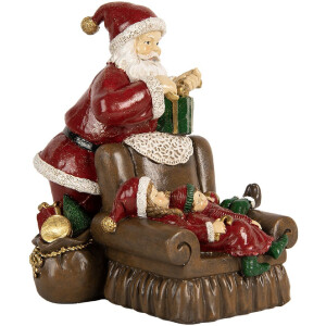 Decoración Papá Noel con Niños Clayre & Eef 6PR5668 17x13x18 cm Rojo