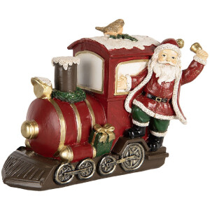 Clayre & Eef 6PR5669 Decoración Papá Noel con Locomotora 16x10x13 cm Rojo