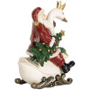 Clayre & Eef 6PR5671 Decoración Papá Noel sobre un Cisne 13x10x16 cm Rojo y Blanco