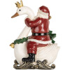 Clayre & Eef 6PR5671 Decoración Papá Noel sobre un Cisne 13x10x16 cm Rojo y Blanco