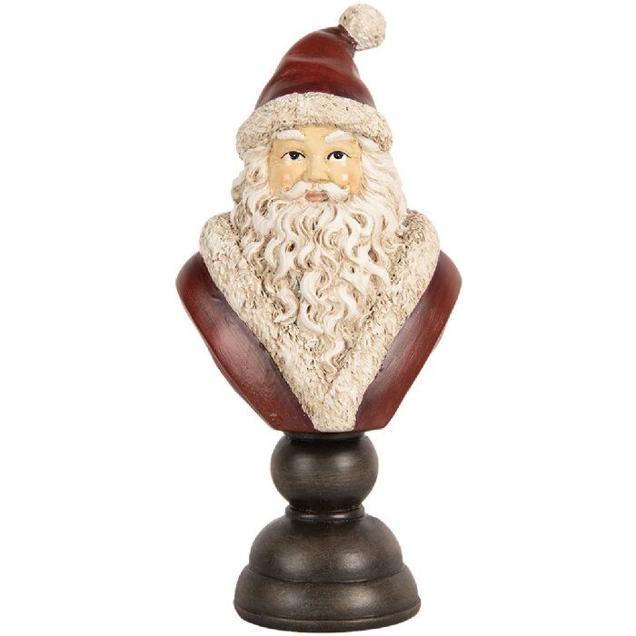 Clayre & Eef 6PR5673 Decoración Busto Papá Noel 11x8x22 cm Rojo y Blanco