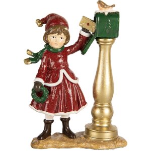 Clayre & Eef 6PR5677 Decoración Niño en el Buzón 8x4x12 cm Rojo y Verde