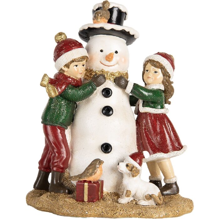 Clayre & Eef 6PR5679 Decoración Infantil con Muñeco de Nieve 13x10x16 cm Rojo Blanco