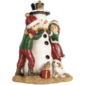 Clayre & Eef 6PR5679 Decoración Infantil con Muñeco de Nieve 13x10x16 cm Rojo Blanco