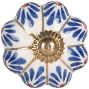 Pomo de puerta Clayre & Eef 66459 Ø 4x3 cm Blanco y Azul
