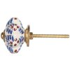Pomo de puerta Clayre & Eef 66459 Ø 4x3 cm Blanco y Azul