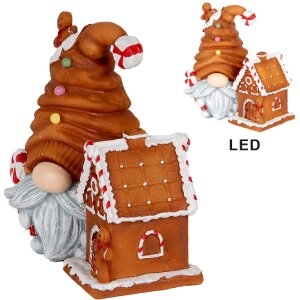 Clayre & Eef 6PR5309 Decoración Gnomo con LED...