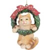Adorno de gato Clayre & Eef 6PR5314 6x5x9 cm Marrón y Verde