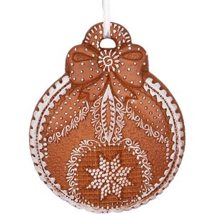 Clayre & Eef 6PR5317 Adorno para Árbol de Navidad Bola 8x2x10 cm Marrón y Blanco