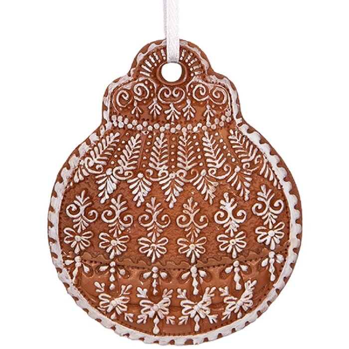 Adorno para árbol de Navidad Clayre & Eef 6PR5318 8x2x10 cm Marrón Blanco