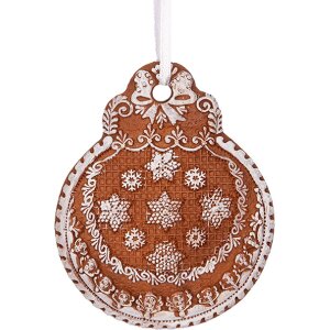 Clayre & Eef 6PR5319 Adorno para Colgar Bola de Navidad 8x2x10 cm Marrón Blanco