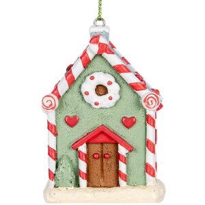 Clayre & Eef 6PR5324 Adorno Colgante Casa 6x4x8 cm Verde Blanco