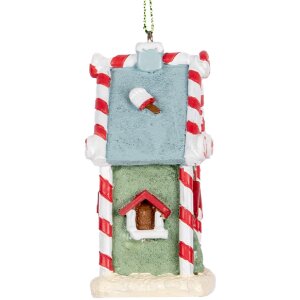 Clayre & Eef 6PR5324 Adorno Colgante Casa 6x4x8 cm Verde Blanco