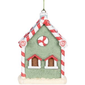 Clayre & Eef 6PR5324 Adorno Colgante Casa 6x4x8 cm Verde Blanco