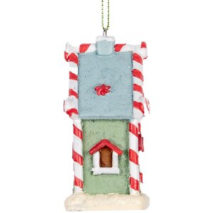 Clayre & Eef 6PR5324 Adorno Colgante Casa 6x4x8 cm Verde Blanco