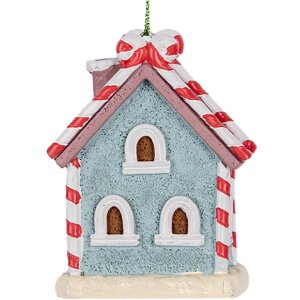 Adorno de Navidad Clayre & Eef 6PR5326 Casa 6x4x8 cm Azul Blanco