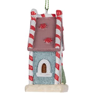 Adorno de Navidad Clayre & Eef 6PR5326 Casa 6x4x8 cm Azul Blanco