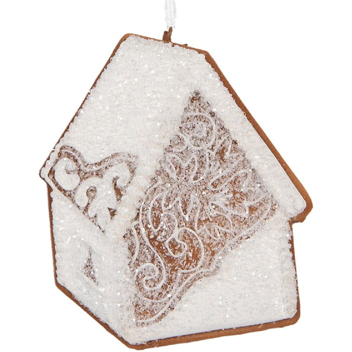 Clayre & Eef 6PR5334 Adorno Colgante Casa 9x1x10 cm Blanco Marrón