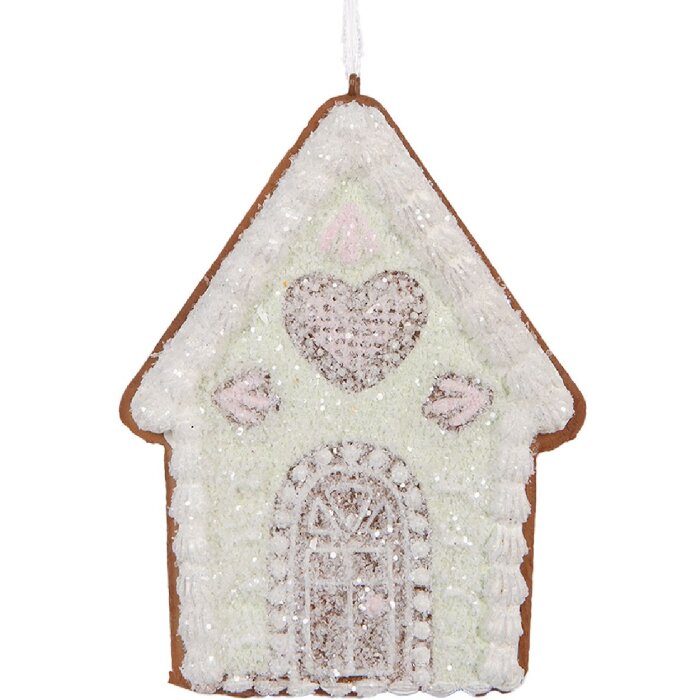 Clayre & Eef 6PR5336 Adorno Colgante Casa 8x1x10 cm Verde Blanco
