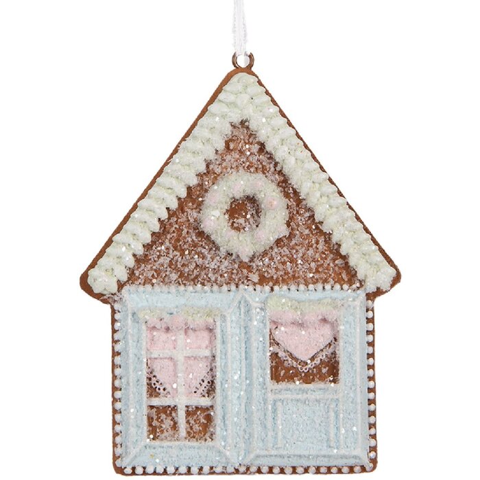 Clayre & Eef 6PR5337 Adorno Colgante Casa 8x1x10 cm Azul Blanco
