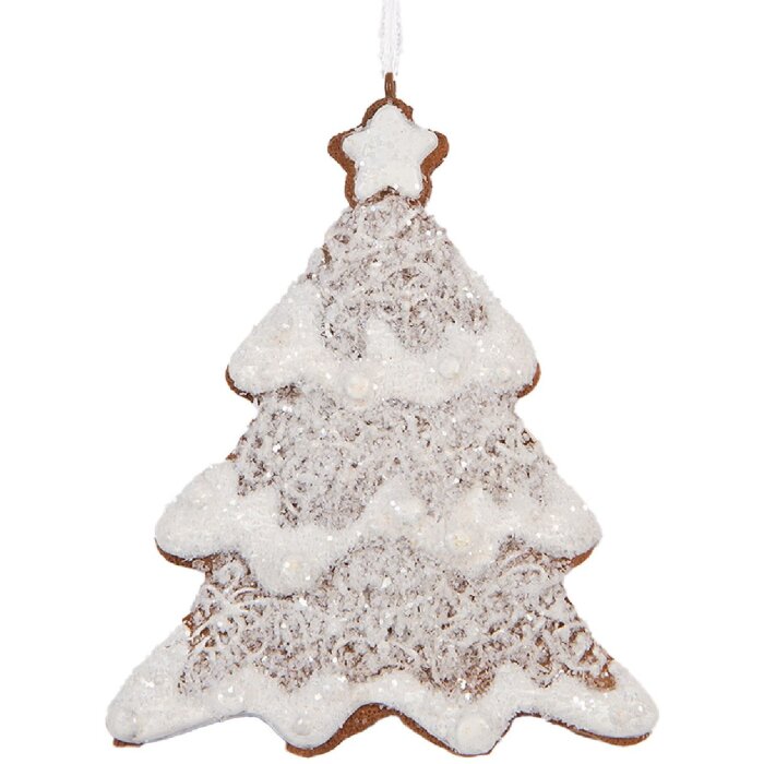 Clayre & Eef 6PR5343 Decoración Adorno Árbol de Navidad 9x1x10 cm Blanco Marrón