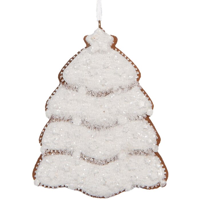 Clayre & Eef 6PR5350 Adorno Navideño 8x1x10 cm Blanco Marrón