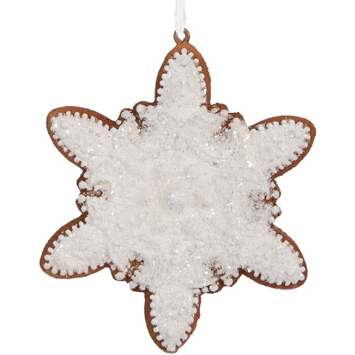 Adorno de Nieve Clayre & Eef 6PR5352 9x1x10 cm Blanco Marrón