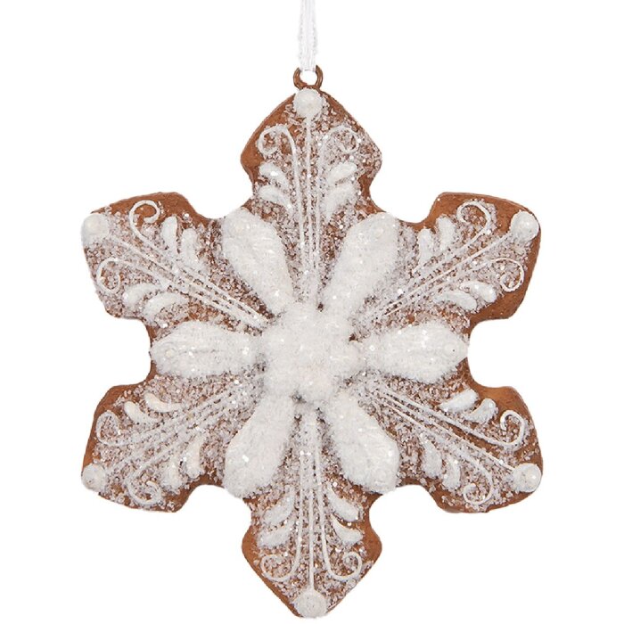 Adorno de Nieve Clayre & Eef 6PR5354 9x1x10 cm Blanco Marrón