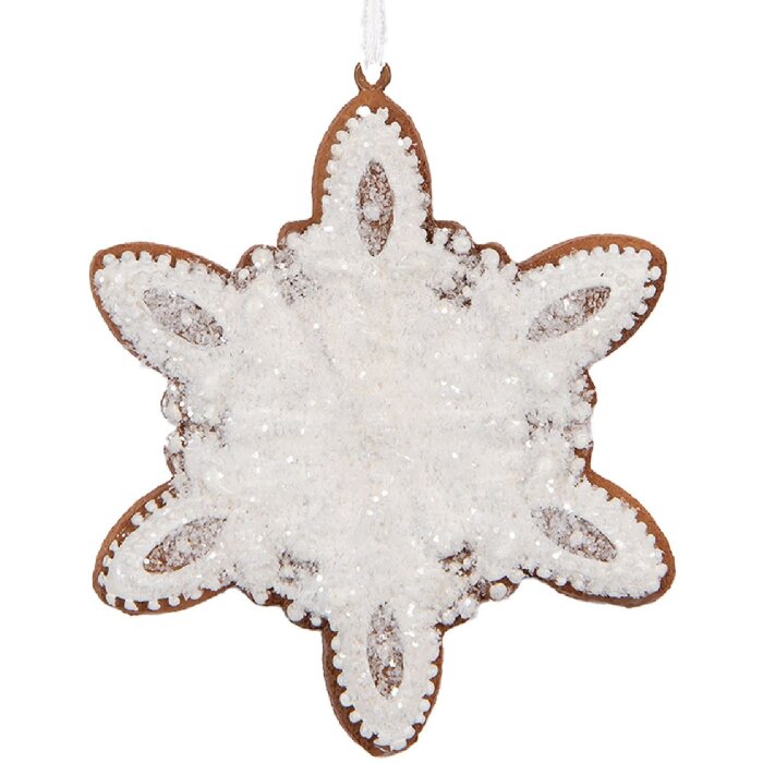 Adorno de Nieve Clayre & Eef 6PR5355 9x1x10 cm Blanco y Marrón