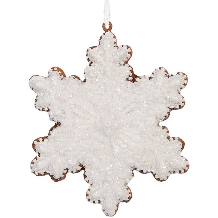 Adorno de Nieve Clayre & Eef 6PR5358 9x1x10 cm Blanco y Marrón